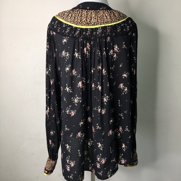 Free People Floral Boho Long Sleeve Blouse Size Medium - Picture 11 of 13